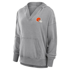 Cleveland Browns Women's Initiative Snow Wash French Terry V-Neck Pullover Hoodie Heather Gray - Fanatics