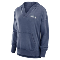 Seattle Seahawks Women's Initiative Snow Wash French Terry V-Neck Pullover Hoodie Heather College Navy - Fanatics