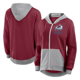 Colorado Avalanche - Logo Athletic Women's Hit It French Terry Full-Zip Hoodie Burgundy