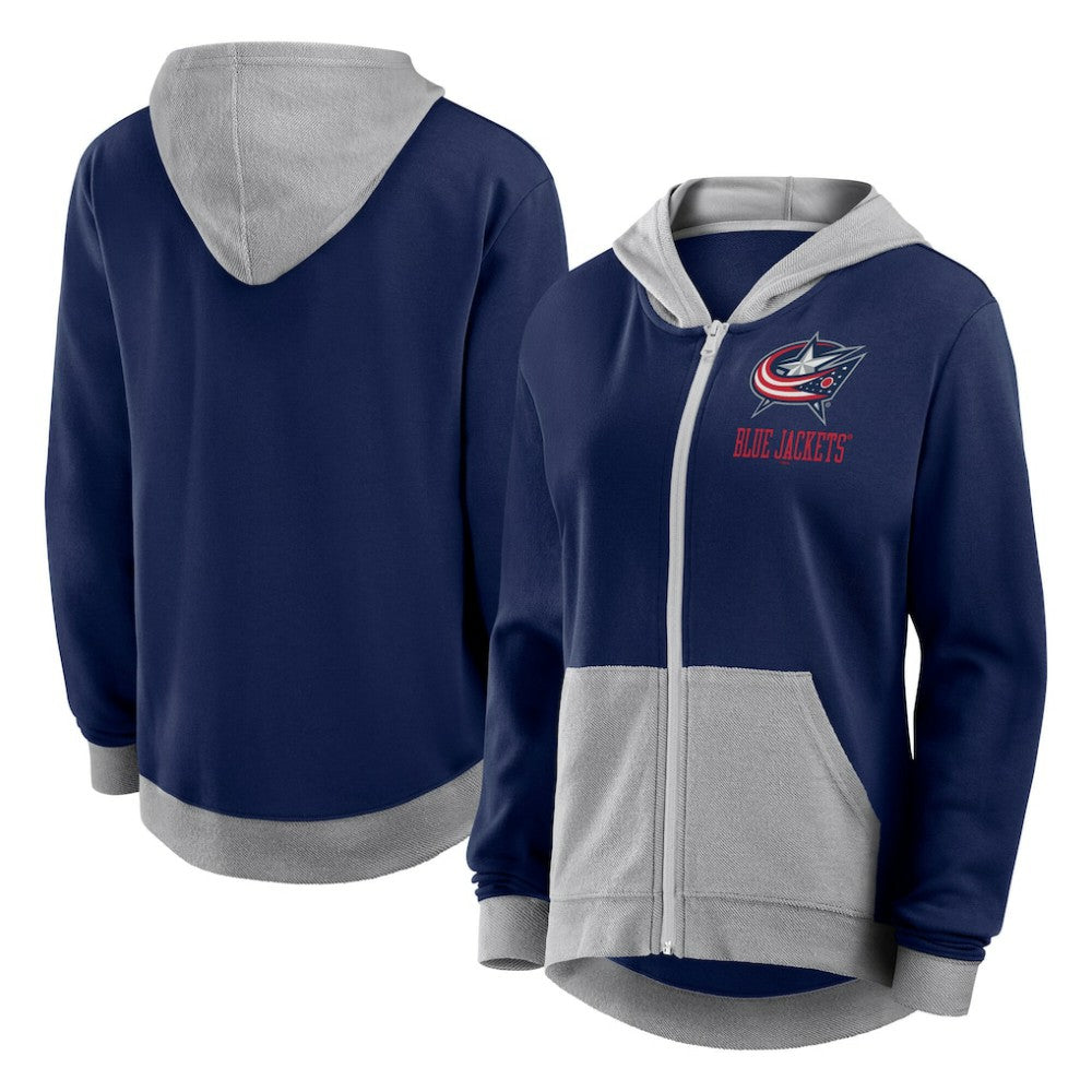 Columbus Blue Jackets - Logo Athletic Women's Hit It French Terry Full-Zip Hoodie Navy