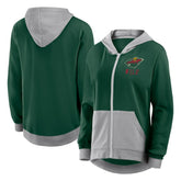 Minnesota Wild - Logo Athletic Women's Hit It French Terry Full-Zip Hoodie Green
