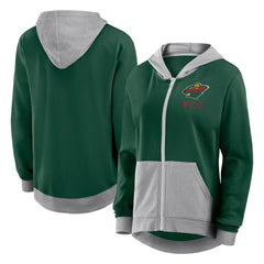 Minnesota Wild - Logo Athletic Women's Hit It French Terry Full-Zip Hoodie Green