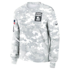 Cleveland Browns Women's 2024 Salute To Service Dri-FIT Long Sleeve T-Shirt Arctic Camo - Nike