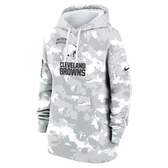 Cleveland Browns Women's 2024 Salute To Service Club Fleece Oversized Pullover Hoodie Arctic Camo - Nike