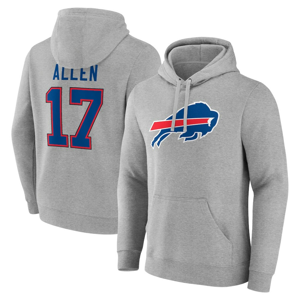 Josh Allen Buffalo Bills Icon Player Name & Number Pullover Hoodie Gray - NFL