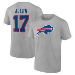Josh Allen Buffalo Bills Icon Player Name & Number T-Shirt Gray - NFL