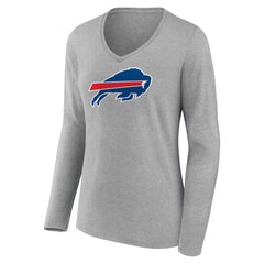 Josh Allen Buffalo Bills Women's Icon Player Name & Number Long Sleeve V-Neck T-Shirt Gray - NFL