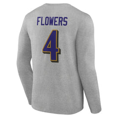 Zay Flowers Baltimore Ravens Icon Player Name & Number Long Sleeve T-Shirt Gray - NFL