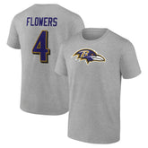 Zay Flowers Baltimore Ravens Icon Player Name & Number T-Shirt Gray - NFL