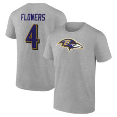 Zay Flowers Baltimore Ravens Icon Player Name & Number T-Shirt Gray - NFL