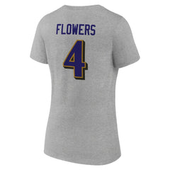 Zay Flowers Baltimore Ravens Women's Icon Player Name & Number V-Neck T-Shirt Gray - NFL