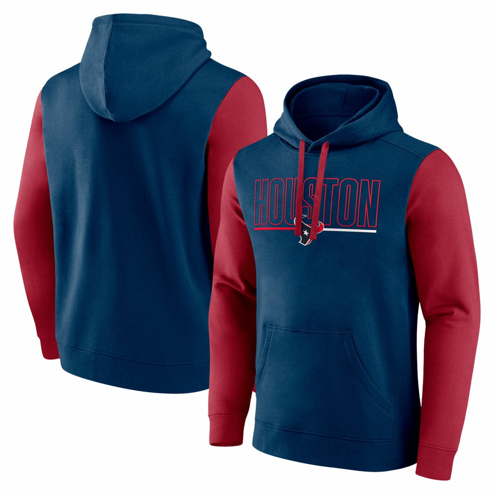 Houston Texans Outline Pullover Hoodie Navy/Red - Fanatics