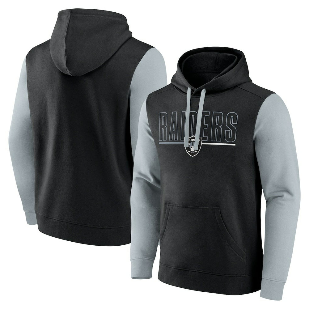 Las Vegas Raiders Outline Pullover Hoodie Black/Silver - Fanatics