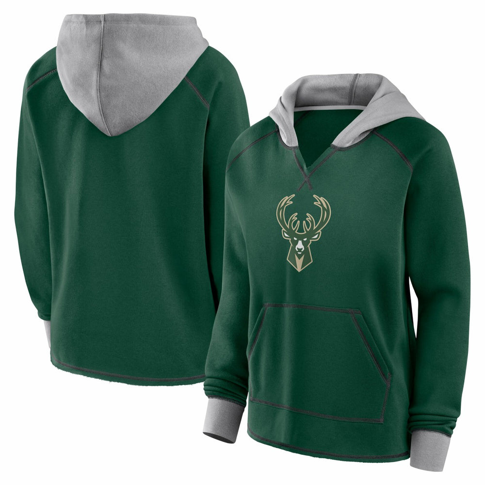 NBA - Milwaukee Bucks Logo Athletic Women's Boom Pullover Hoodie - Hunter Green