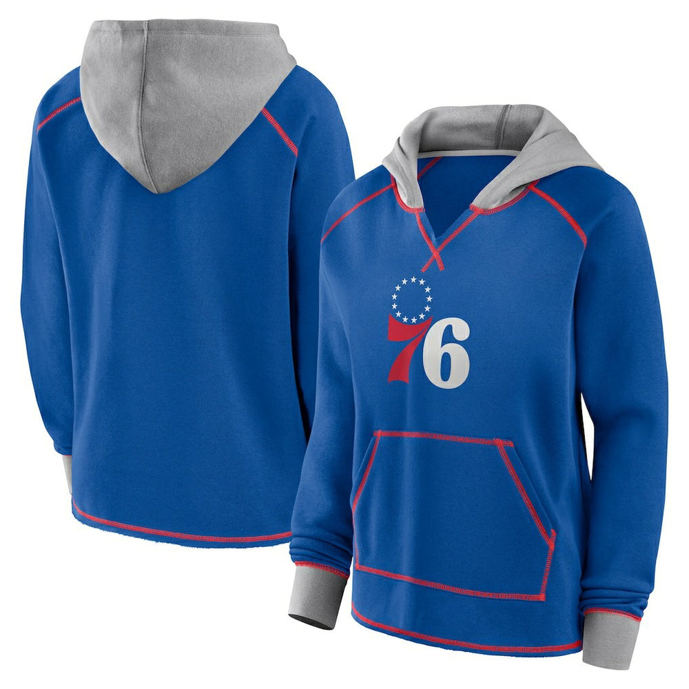 NBA - Philadelphia 76ers Logo Athletic Women's Boom Pullover Hoodie - Royal