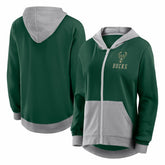 NBA - Milwaukee Bucks Logo Athletic Women's Hit It French Terry Full-Zip Hoodie - Hunter Green