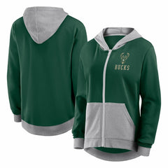 NBA - Milwaukee Bucks Logo Athletic Women's Hit It French Terry Full-Zip Hoodie - Hunter Green