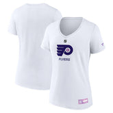 Philadelphia Flyers - Fanatics Women's 2024 Hockey Fights Cancer V-Neck T-Shirt White