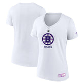 Boston Bruins Fanatics Women's 2024 Hockey Fights Cancer V-Neck T-Shirt White
