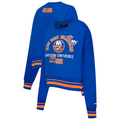 New York Islanders - Pro Standard Women's Area Code Cropped Pullover Sweatshirt Royal