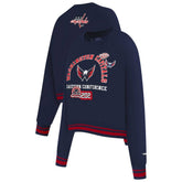 Washington Capitals Pro Standard Women's Area Code Cropped Pullover Sweatshirt Navy