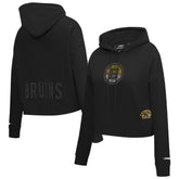 Boston Bruins Pro Standard Women's Jewels Cropped Pullover Hoodie Black