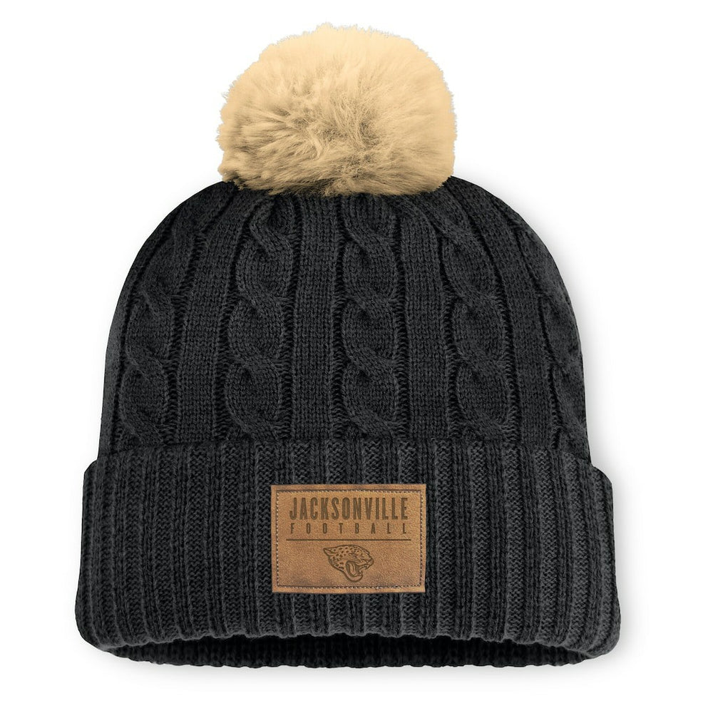 Jacksonville Jaguars Women's Cable Knit Cuffed Hat with Pom Black - Fanatics