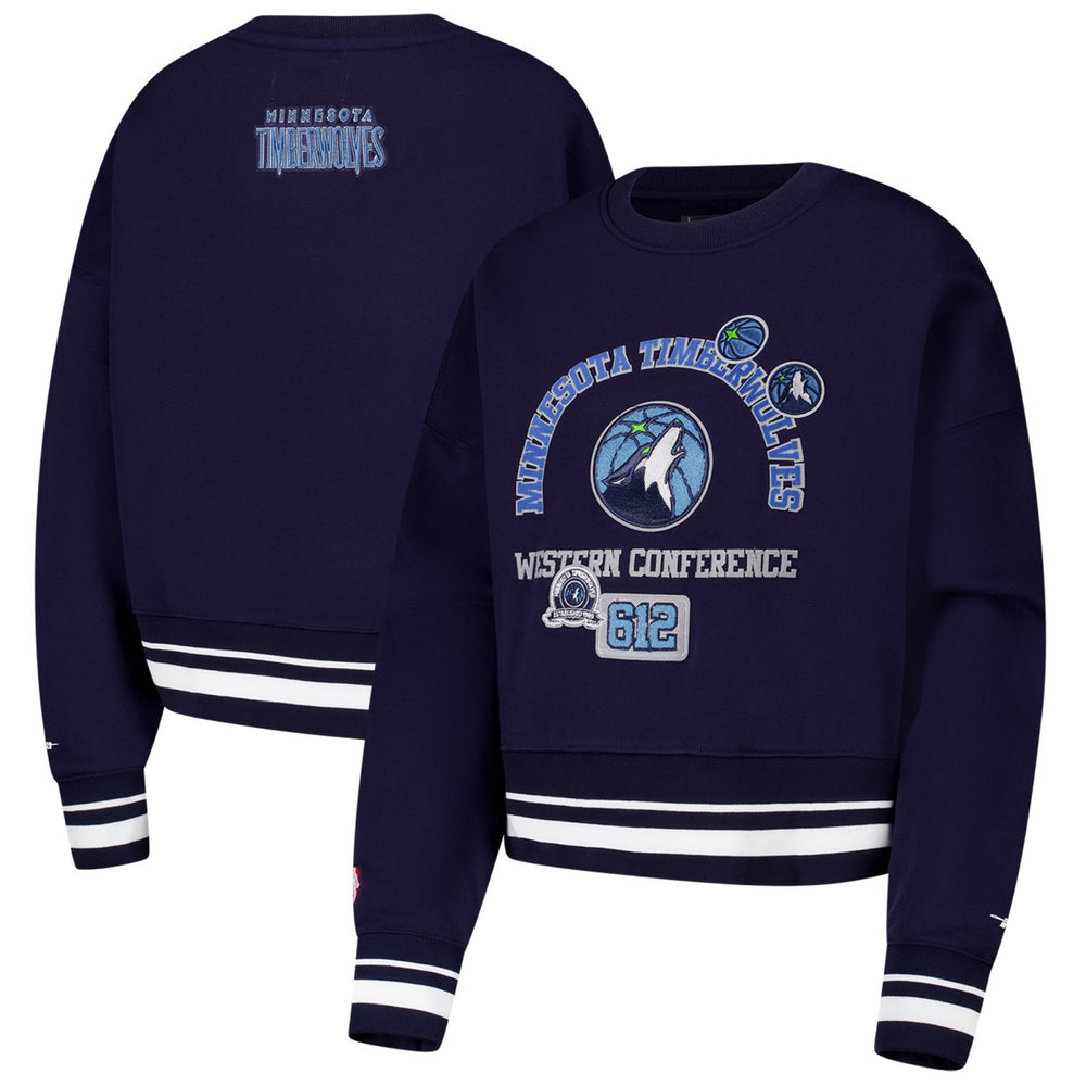 NBA - Minnesota Timberwolves Pro Standard Women's Area Code Cropped Pullover Sweatshirt - Navy