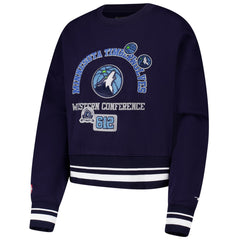 NBA - Minnesota Timberwolves Pro Standard Women's Area Code Cropped Pullover Sweatshirt - Navy
