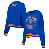 NBA - New York Knicks Pro Standard Women's Area Code Cropped Pullover Sweatshirt - Blue