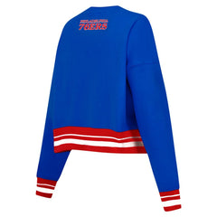 NBA - Philadelphia 76ers Pro Standard Women's Area Code Cropped Pullover Sweatshirt - Royal