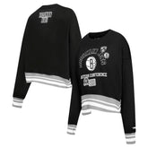NBA - Brooklyn Nets Pro Standard Women's Area Code Cropped Pullover Sweatshirt - Black