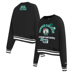 NBA - Boston Celtics Pro Standard Women's Area Code Cropped Pullover Sweatshirt - Black
