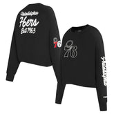 NBA - Philadelphia 76ers Pro Standard Women's Paint The City Cropped Pullover Sweatshirt - Black