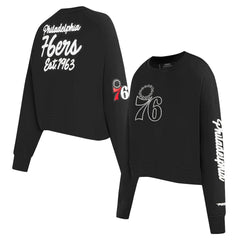 NBA - Philadelphia 76ers Pro Standard Women's Paint The City Cropped Pullover Sweatshirt - Black