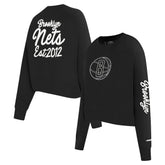 NBA - Brooklyn Nets Pro Standard Women's Paint The City Cropped Pullover Sweatshirt - Black