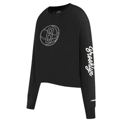 NBA - Brooklyn Nets Pro Standard Women's Paint The City Cropped Pullover Sweatshirt - Black