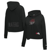 NBA - Portland Trail Blazers Pro Standard Women's Jewels Cropped Pullover Hoodie - Black