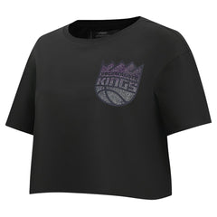 NBA - Sacramento Kings Pro Standard Women's Jewels Boxy Cropped T-Shirt - Black