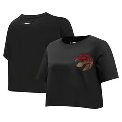 NBA - Toronto Raptors Pro Standard Women's Jewels Boxy Cropped T-Shirt - Black