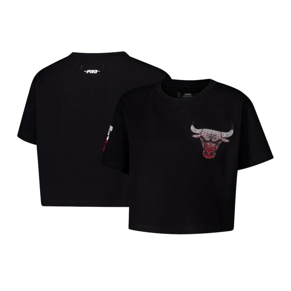 NBA - Chicago Bulls Pro Standard Women's Jewels Boxy Cropped T-Shirt - Black