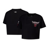 NBA - Chicago Bulls Pro Standard Women's Jewels Boxy Cropped T-Shirt - Black