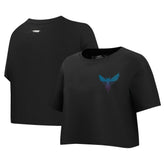 NBA - Charlotte Hornets Pro Standard Women's Jewels Boxy Cropped T-Shirt - Black