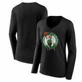 NBA - Boston Celtics Women's Primary Logo Long Sleeve V-Neck T-Shirt - Black