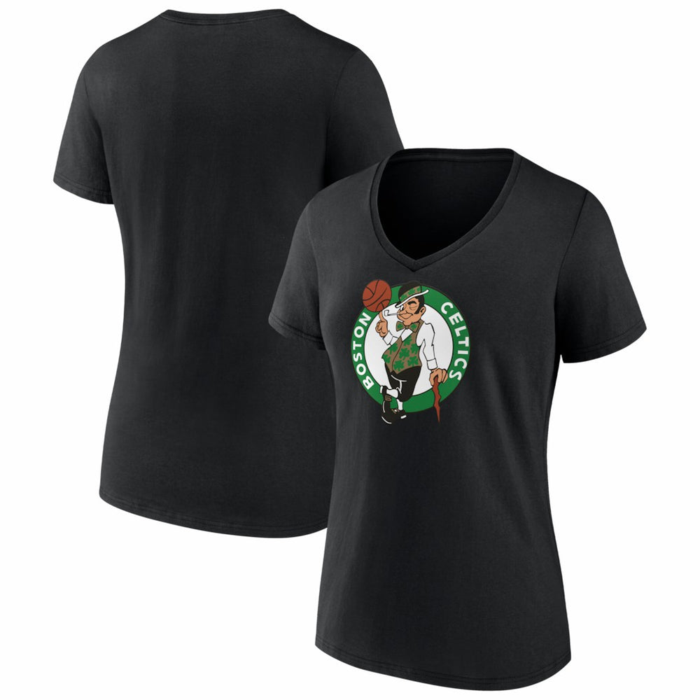 NBA - Boston Celtics Women's Primary Logo V-Neck T-Shirt - Black