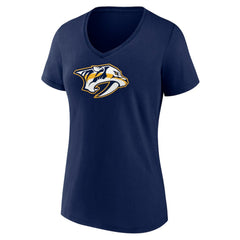 Nashville Predators - Women's Primary Logo V-Neck T-Shirt Navy