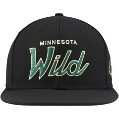 Minnesota Wild - Mitchell & Ness Core Team Script 2.0 Snapback Hat Black