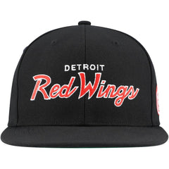 Detroit Red Wings - Mitchell & Ness Core Team Script 2.0 Snapback Hat Black