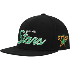 Dallas Stars - Mitchell & Ness Core Team Script 2.0 Snapback Hat Black