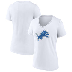 Detroit Lions Women's Primary Logo V-Neck T-Shirt White - NFL